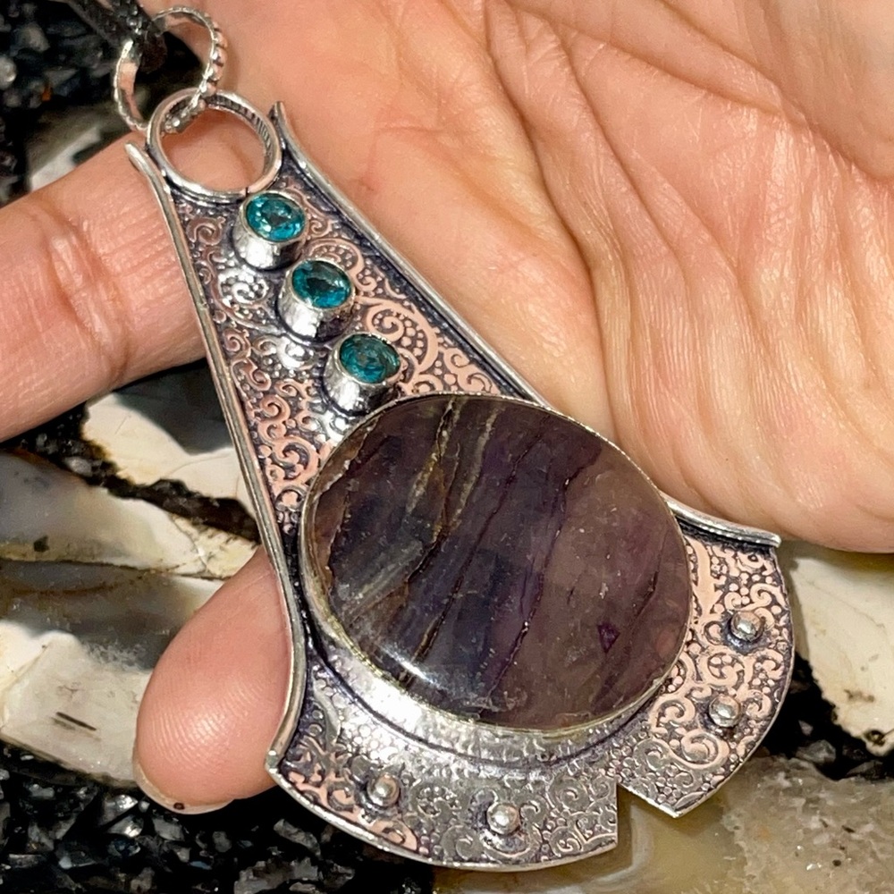 Large Purple Fluorite Pendant 3”